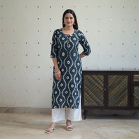 Black - Tie & Dye Cotton Straight Shibori Kurta 04