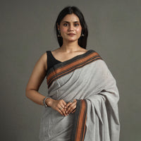 Grey - Ilkal Handloom Cotton Saree With Chikki Paras Border 11