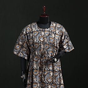 Multicolor - Kalamkari Hand Block Print Natural Dyed Cotton Kaftan (Long) 03