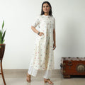 White - Jacquard Cotton A-Line Kurta 20