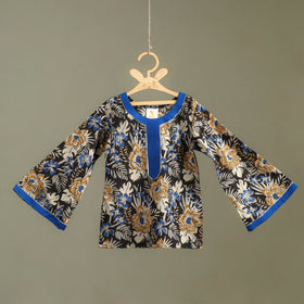 Girls Gota Work Bagru Block Print Cotton Kurta with Sharara Set (3-4 Years) 49