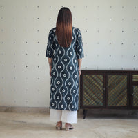 Black - Tie & Dye Cotton Straight Shibori Kurta 04