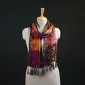 Pure Silk Reversible Patchwork Stole with Tassels 05
