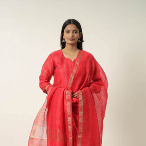 Elegant Linen Silk Handloom Plain Kurta Set 03