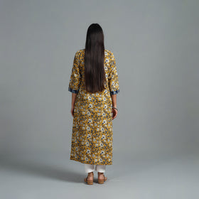 Buy Yellow Block Printed Cotton Straight Bagru Kurta
