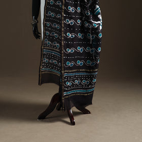 Black - hand batik print handloom chanderi silk dupatta 10