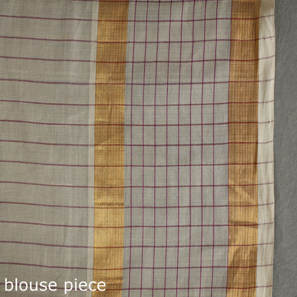 Grey - Traditional Venkatagiri Handloom Cotton Stripe Saree with Thread & Zari Buti 36