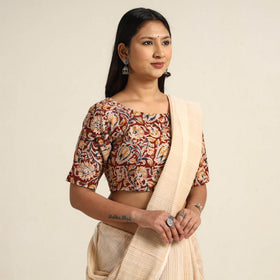 Buy Pedana Kalamkari Block Printed Cotton Stitched Blouse Online at iTokri.com