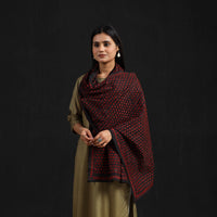 Red - Handloom Silk Bengal Kantha Work Stole 76