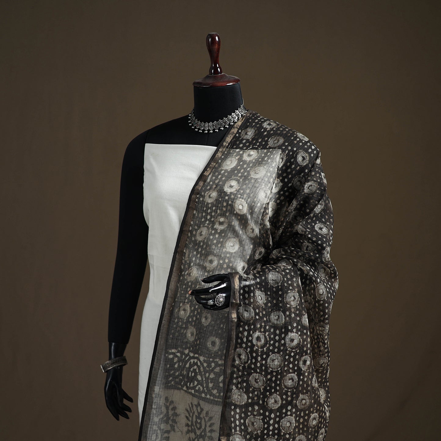 Pipad Hand Block Print Natural Dyed Kota Doria Cotton Dupatta 13
