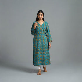 Blue - Block Printed Cotton Straight Bagru Kurta 06