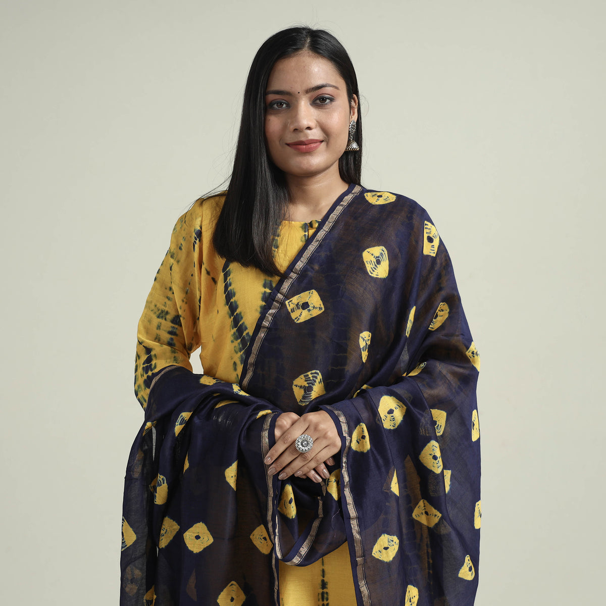 Shibori Tye-Dye Kurta with Palazzo & Dupatta Set
