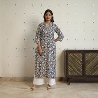 Multicolor - Sequins Work Cotton Straight Ajrakh Print Kurta 06