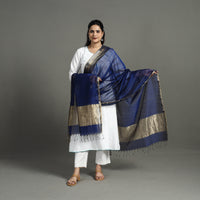 Blue - Handloom Silk Cotton Zari Work Maheshwari Dupatta 35