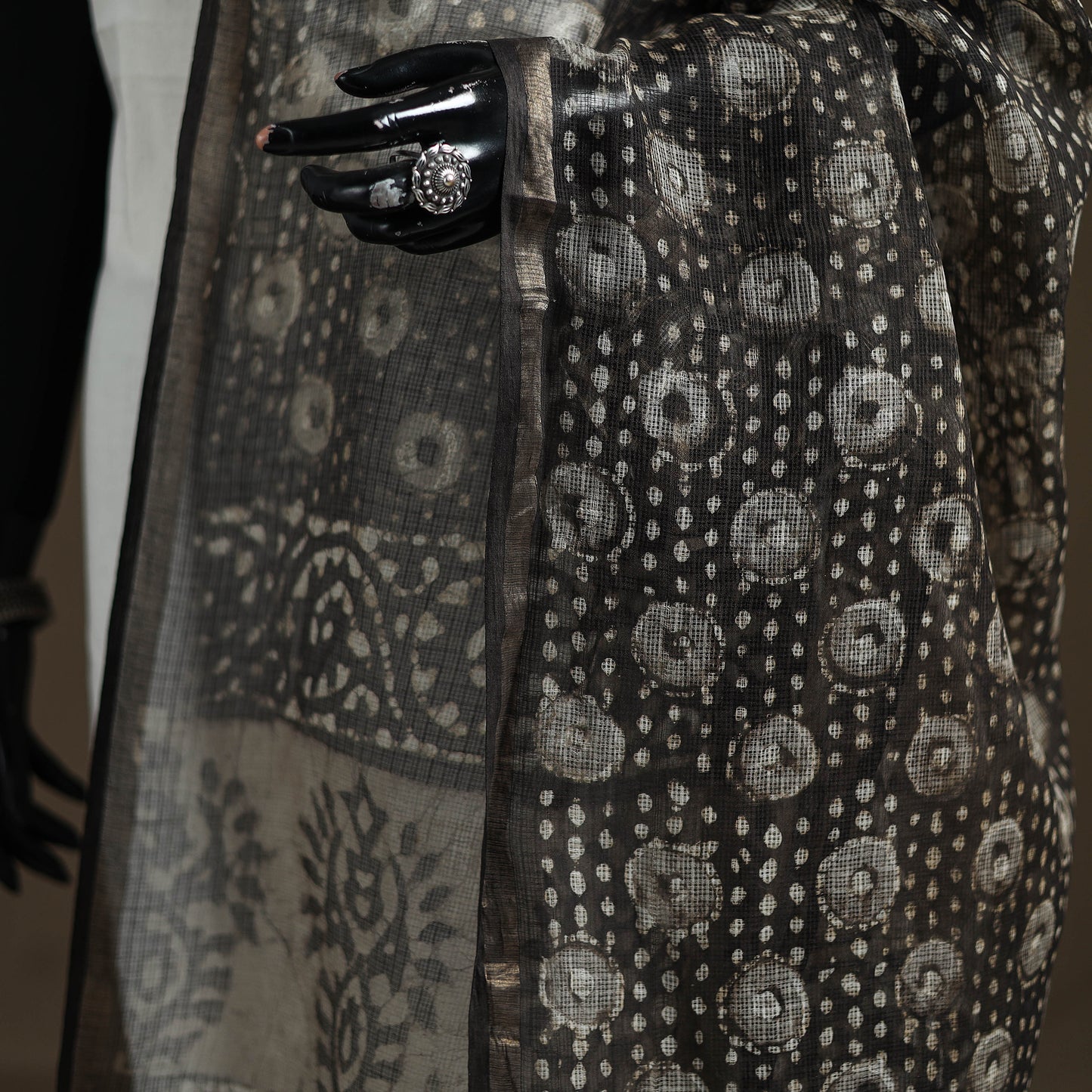 Pipad Hand Block Print Natural Dyed Kota Doria Cotton Dupatta 13