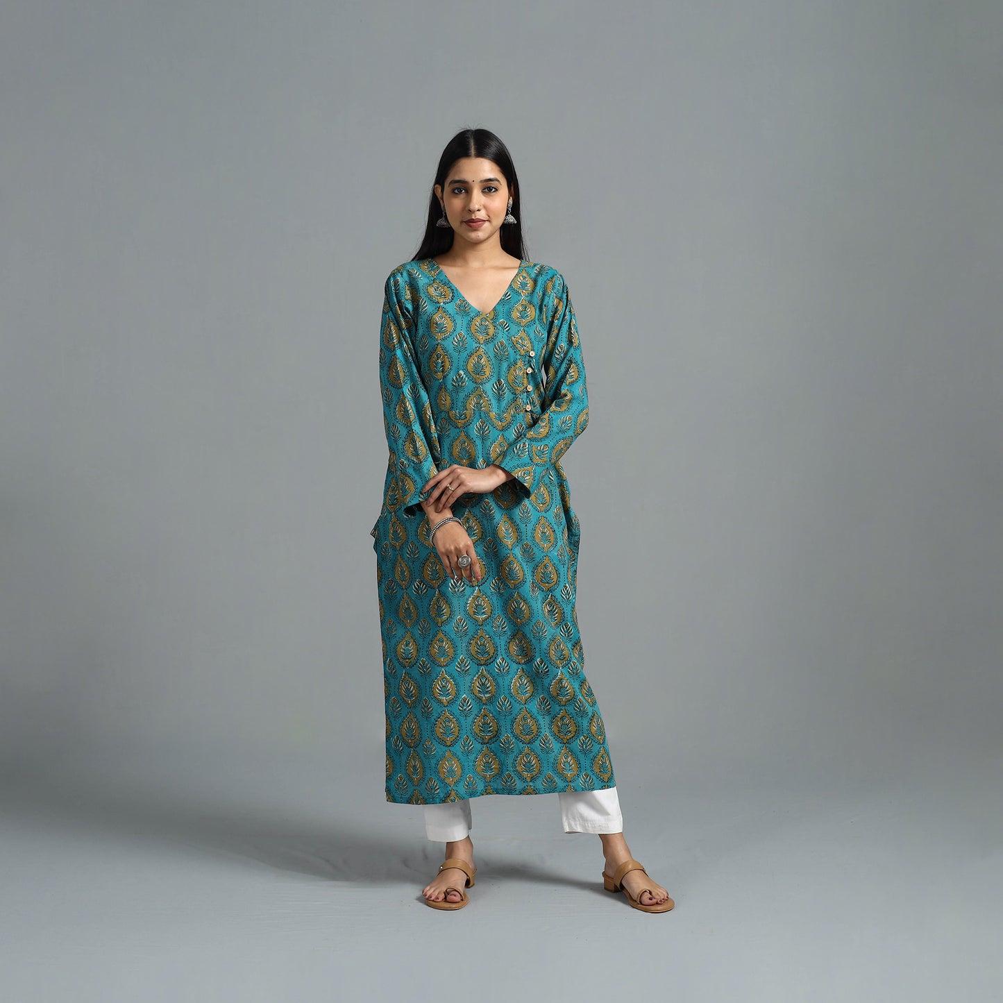 Block Printed Cotton Straight Bagru Kurta 06