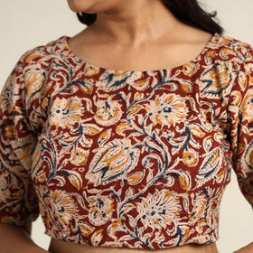 Buy Pedana Kalamkari Block Printed Cotton Stitched Blouse Online at iTokri.com