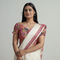 Pink - Srikalahasti Handpainted Penwork Kalamkari Chanderi Silk Stitched Blouse 14