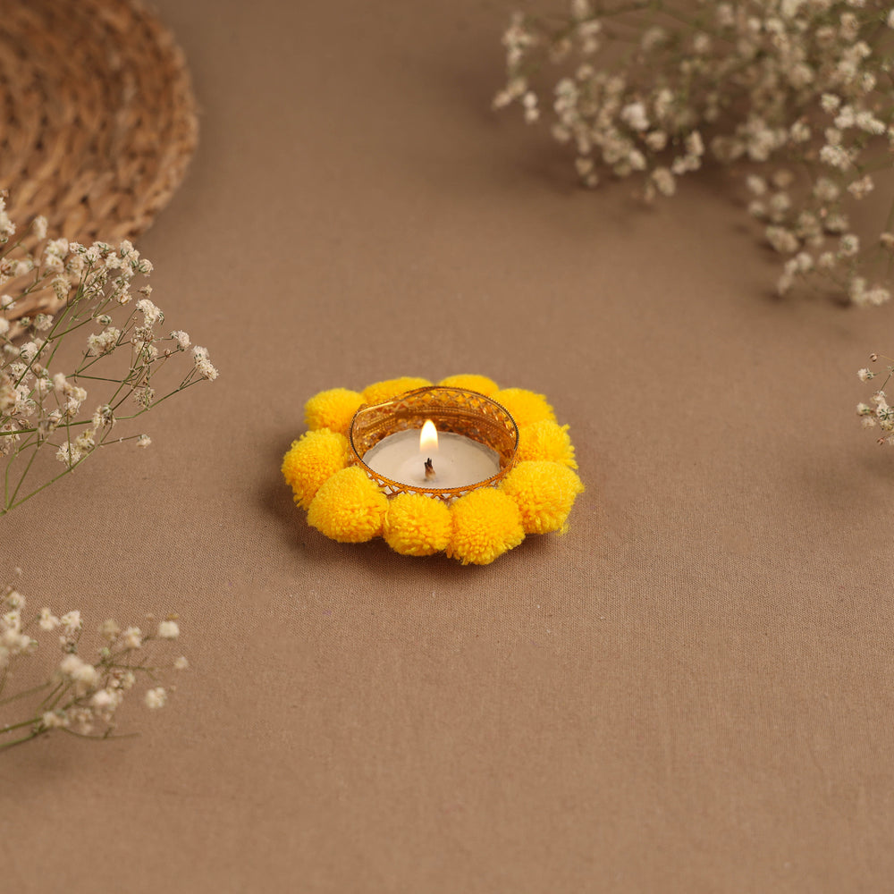 Handmade Pom Pom Tealight Candle Holder 23