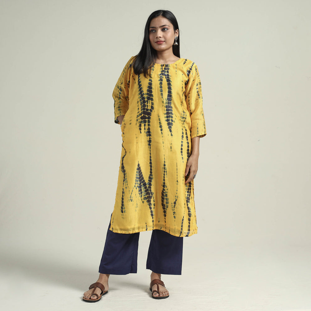 Shibori Tye-Dye Kurta with Palazzo & Dupatta Set
