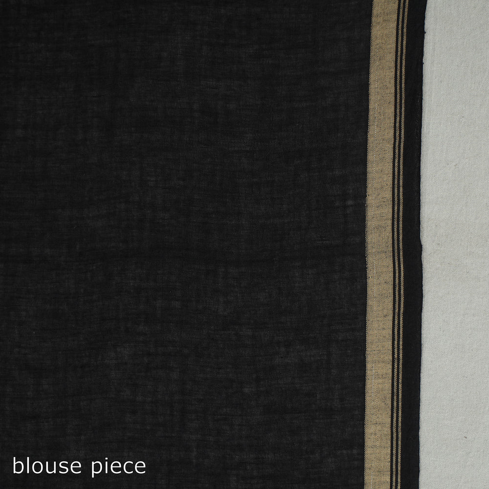 Black - Handloom Cotton Phulia Jamdani Saree with Tassels 34