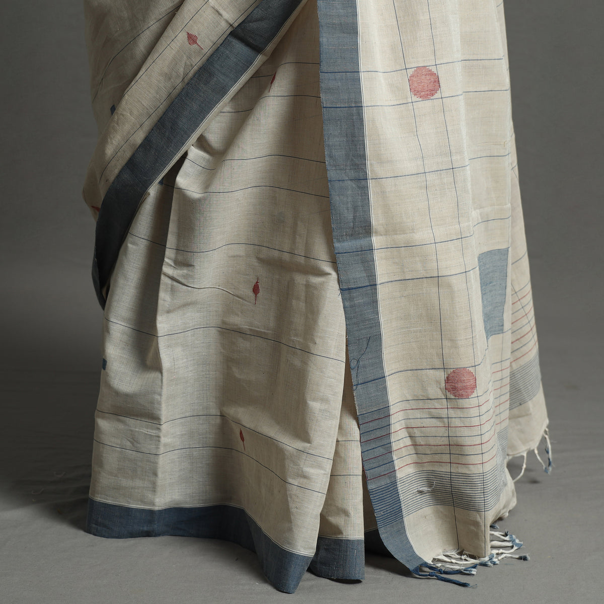 White - Srikakulam Jamdani Handspun Handloom Cotton Saree 29