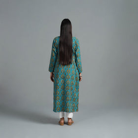 Blue - Block Printed Cotton Straight Bagru Kurta 06