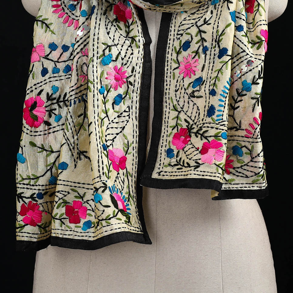 Ranihati Chanderi Silk Hand Embroidered Stole 92