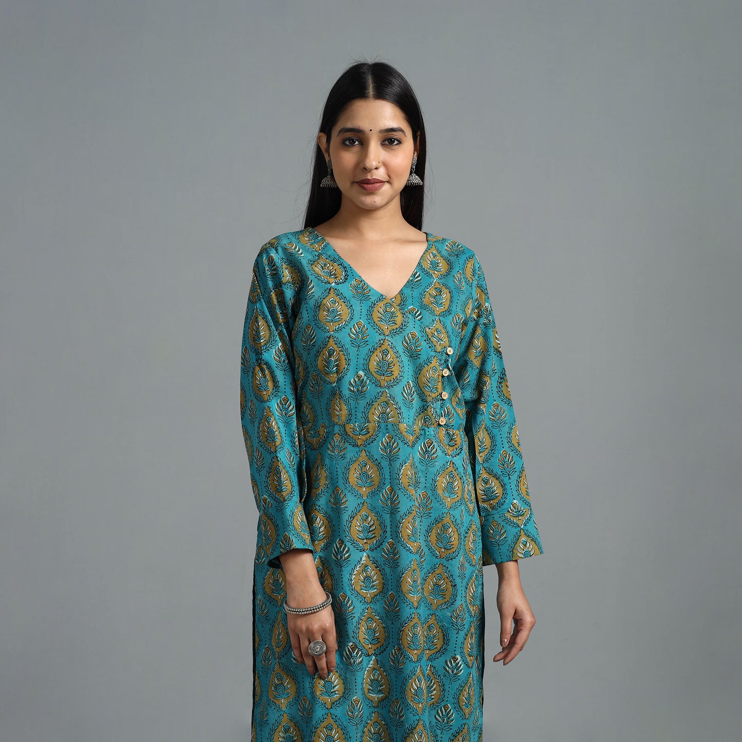 Block Printed Cotton Straight Bagru Kurta 06