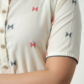White - Jacquard Cotton A-Line Kurta 20