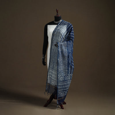 Pipad Hand Block Print Natural Dyed Kota Doria Cotton Dupatta 14