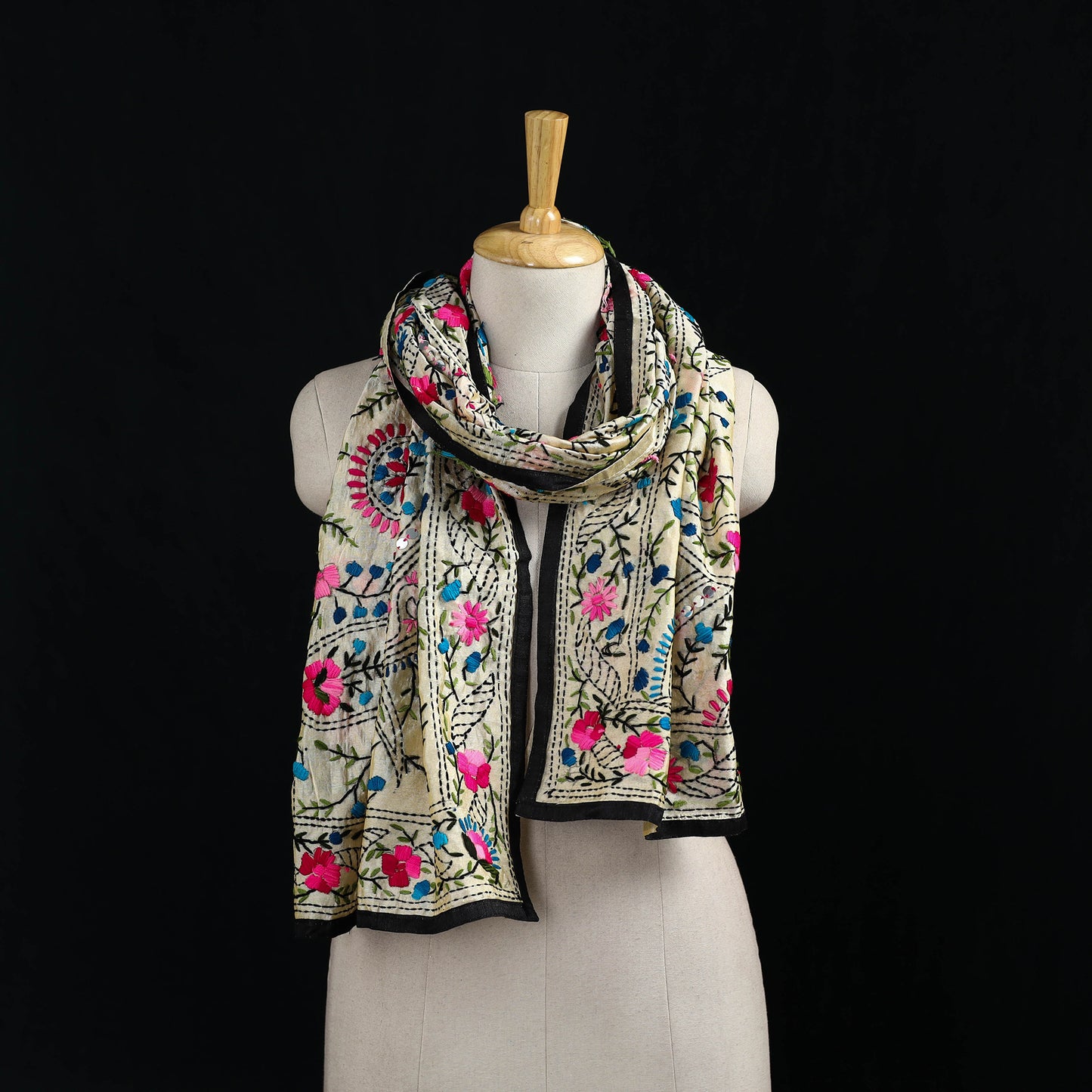 Ranihati Chanderi Silk Hand Embroidered Stole 92