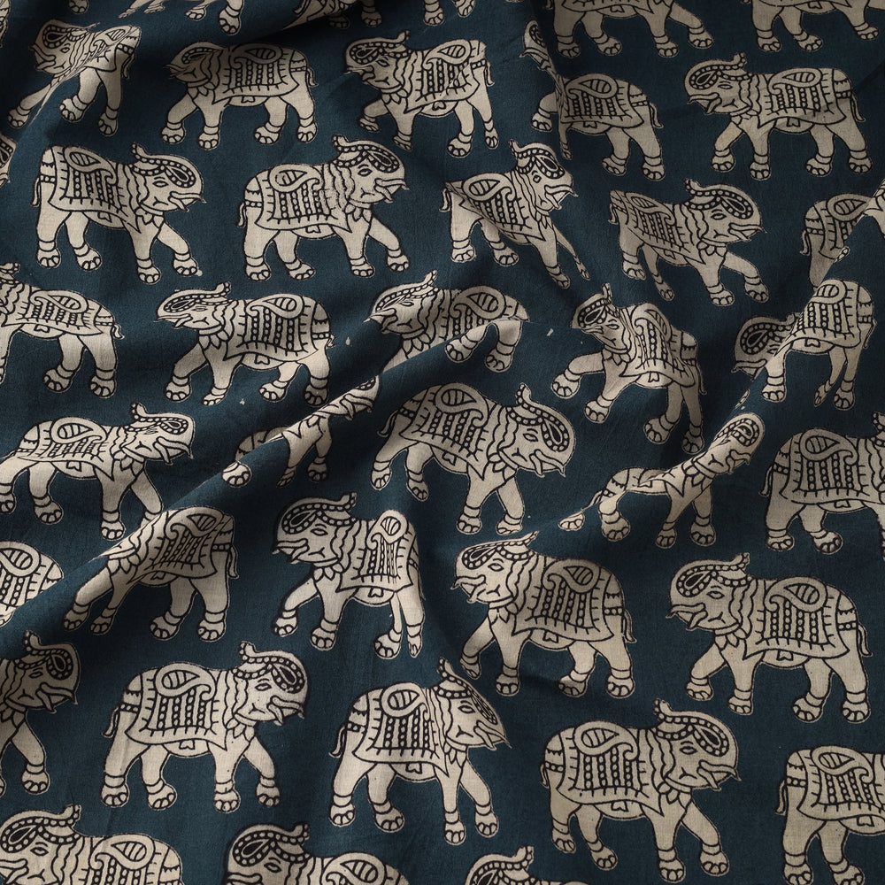 Green - Printed Cotton Kalamkari Fabric 06