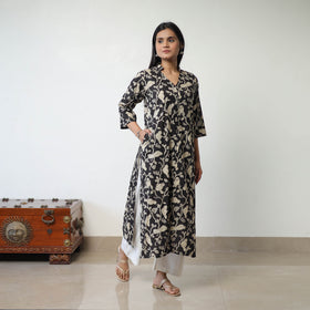 Black - Printed Cotton Straight Kalamkari Kurta 10