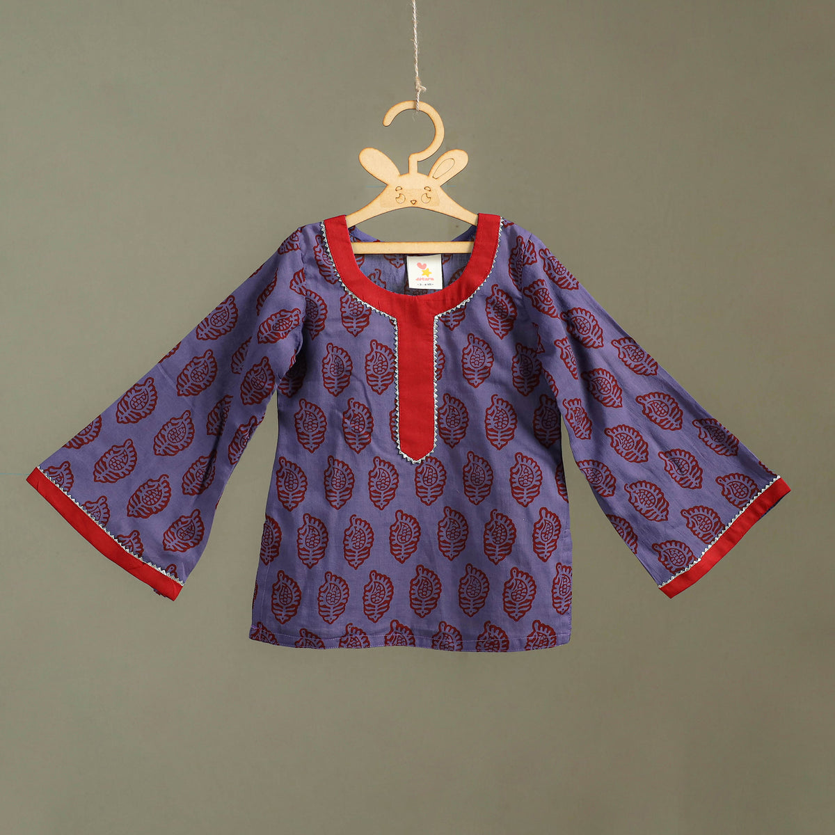 Girls Gota Work Bagh Block Print Cotton Kurta with Sharara Set (3-4 Years) 48