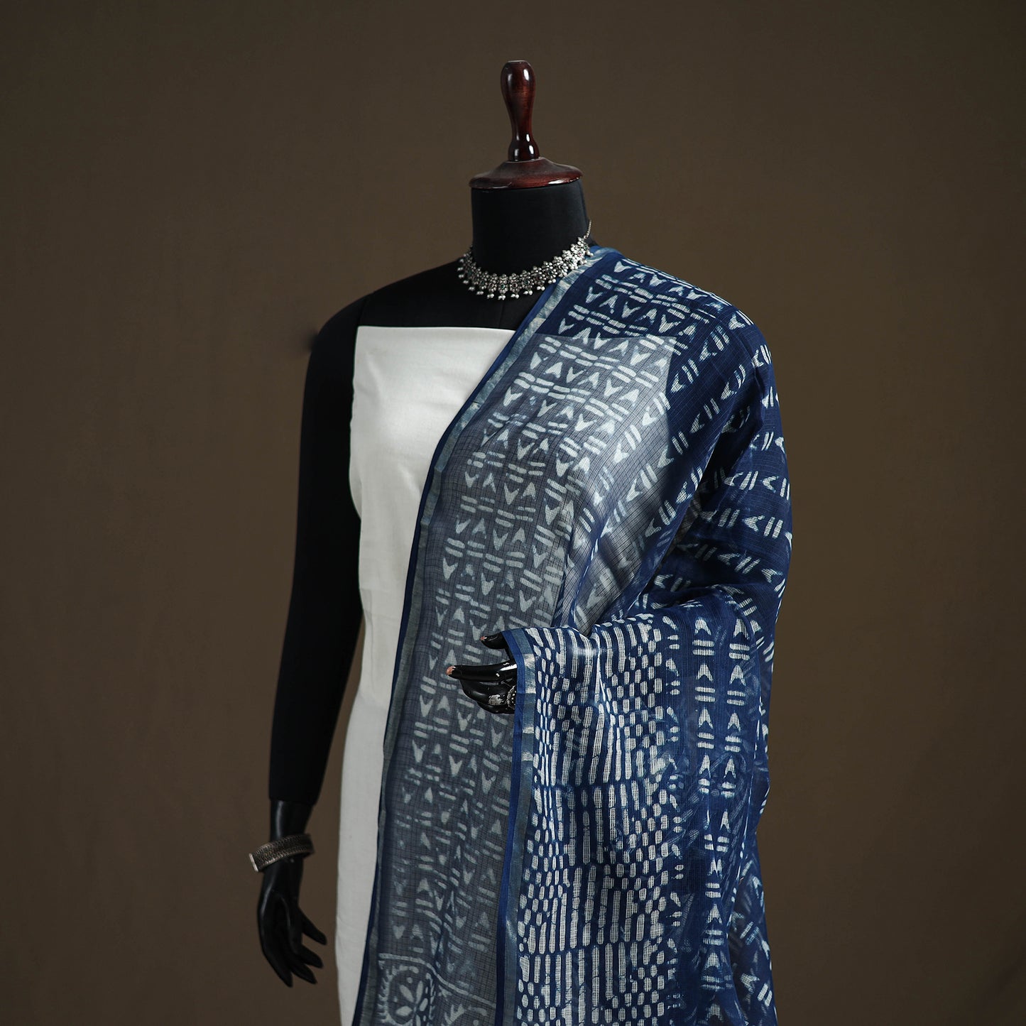 Pipad Hand Block Print Natural Dyed Kota Doria Cotton Dupatta 14