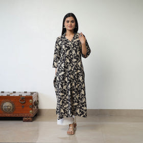 Black - Printed Cotton Straight Kalamkari Kurta 10