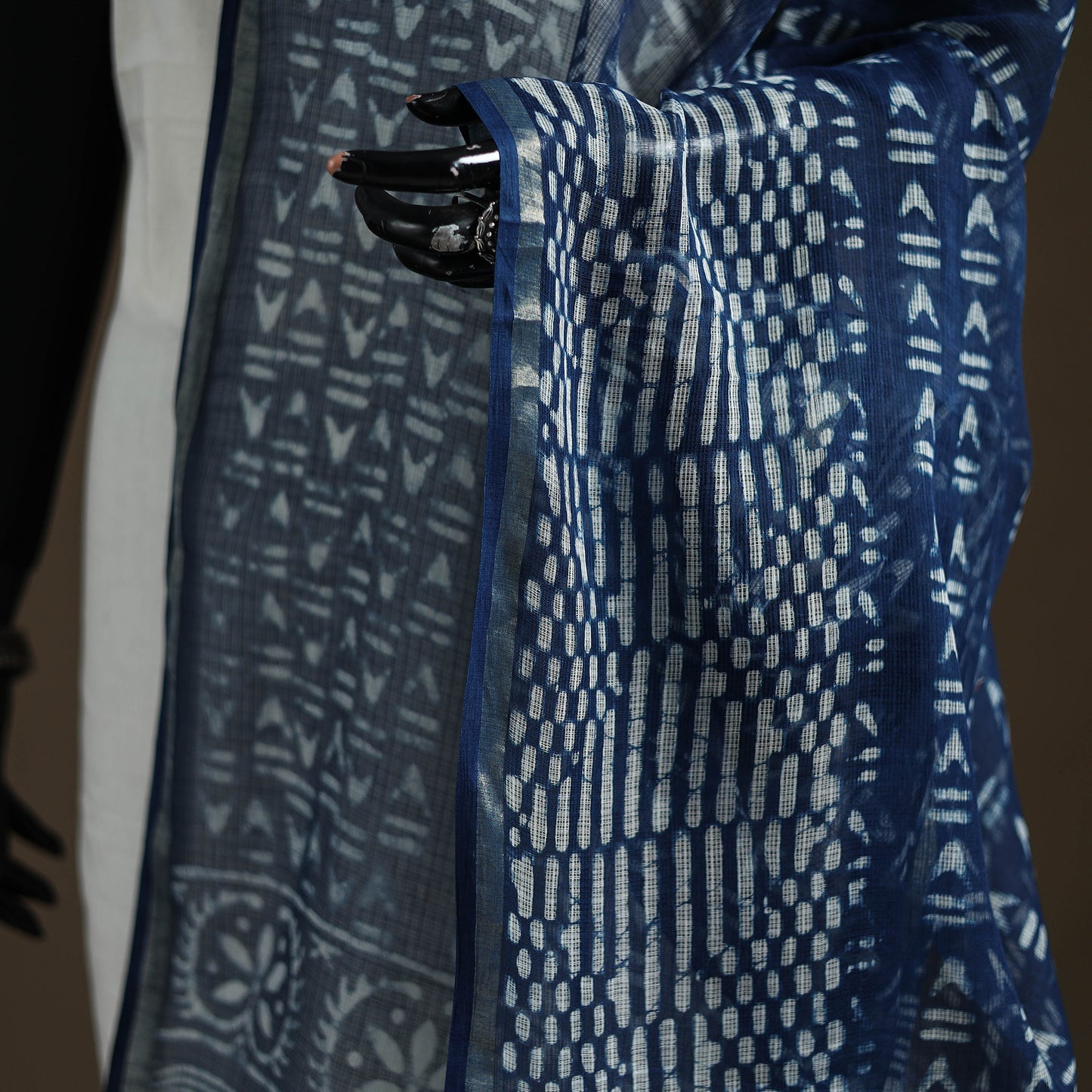 Pipad Hand Block Print Natural Dyed Kota Doria Cotton Dupatta 14