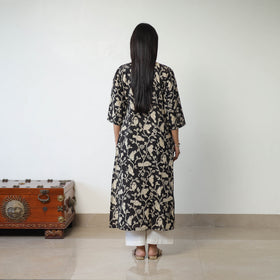 Black - Printed Cotton Straight Kalamkari Kurta 10