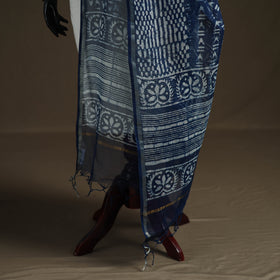 Pipad Hand Block Print Natural Dyed Kota Doria Cotton Dupatta 14