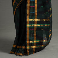 Green - Traditional Venkatagiri Handloom Cotton Stripe Saree with Thread & Zari Buti 34