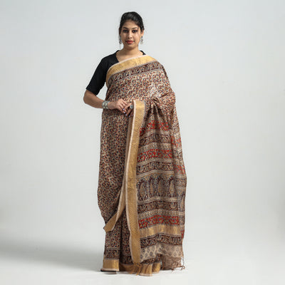 kalamkari block printed saree