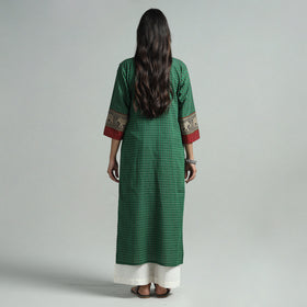 Green - Dharwad Checks Cotton Straight Kurta