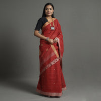 Red - Srikakulam Jamdani Handspun Handloom Cotton Saree 30