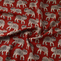 Red - Printed Cotton Kalamkari Fabric 05