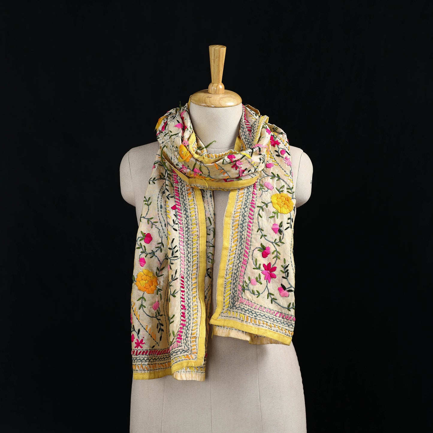 Ranihati Chanderi Silk Hand Embroidered Stole 96