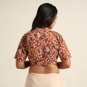 Red - Kalamkari Printed Cotton Stitched Blouse 08