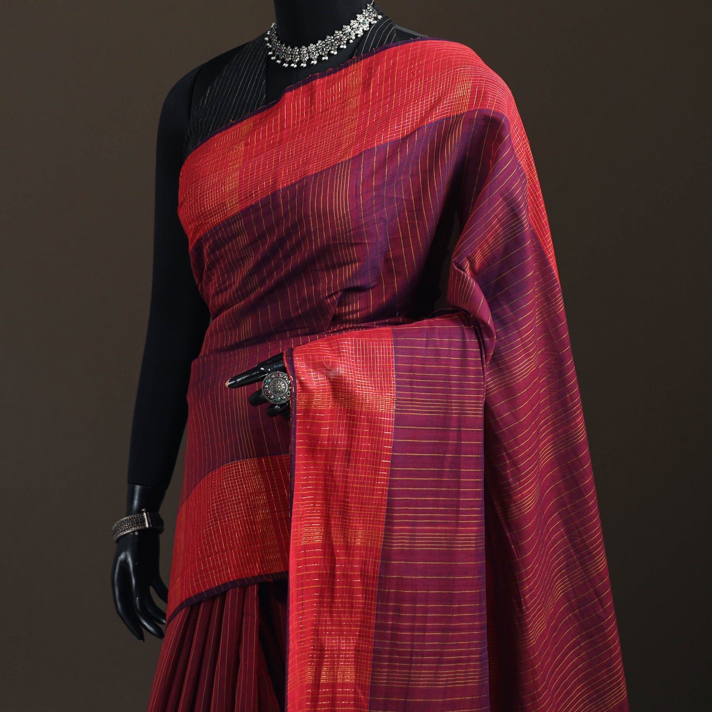 Narayanpet Checks Pure Handloom Cotton Saree 33