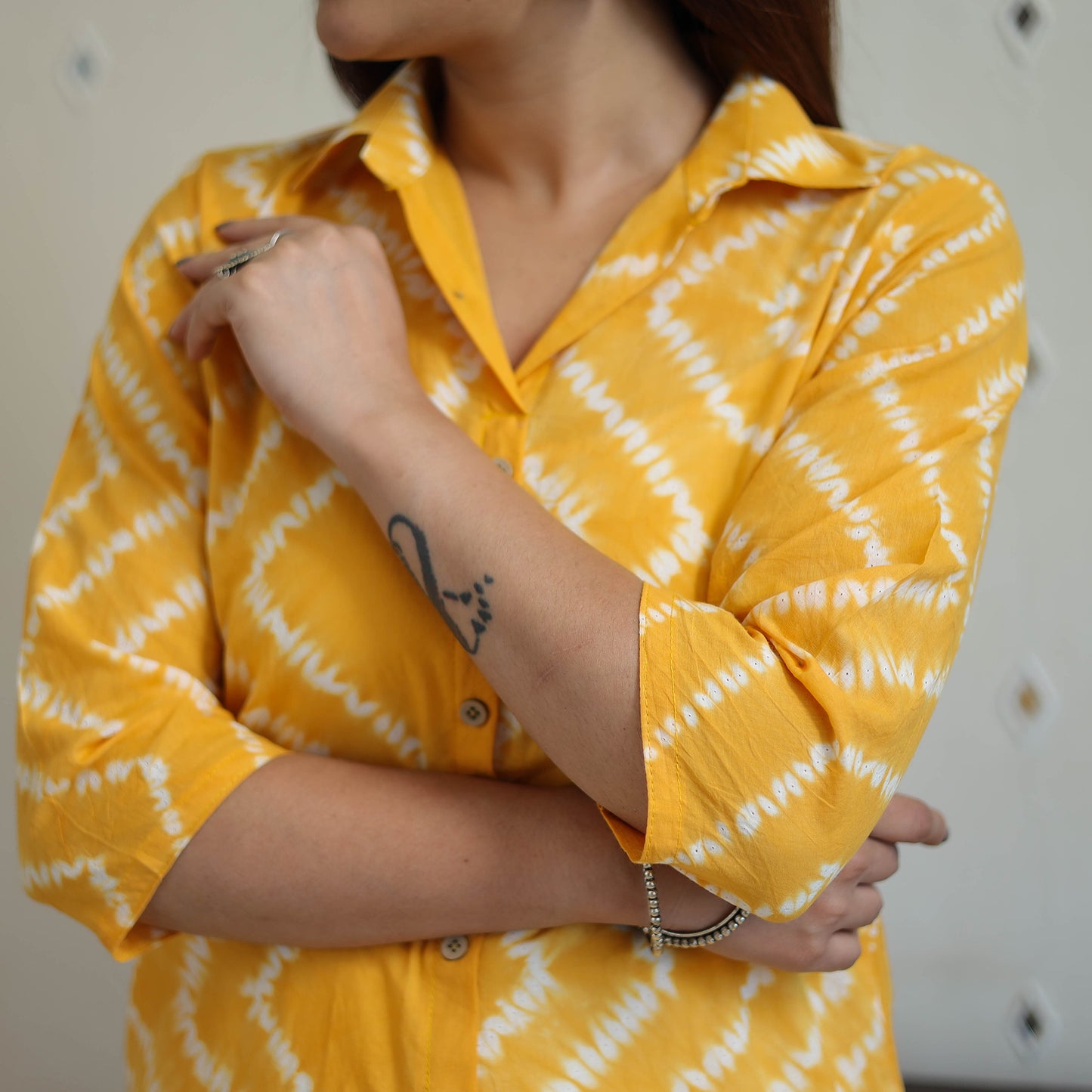 Yellow - Tie & Dye Cotton Straight Shibori Kurta 14