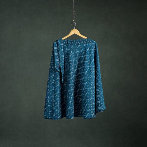 Blue - Pochampally Ikat Cotton Wrap Around Skirt 43